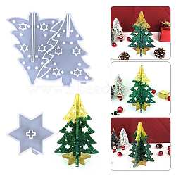 DIY Christmas Tree Display Decoration Food Grade Silicone Molds, Resin Casting Molds, for UV Resin, Epoxy Resin Craft Making, White, 92~212x105~260x10mm, 2pcs/set(XMAS-PW0001-040)