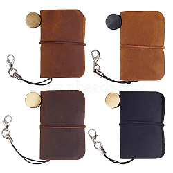 4Pcs 4 Colors Leather Notebook, Travel Journal, with Lanyard, Rectangle, Mixed Color, 49x43x15mm, 1pc/color(AJEW-CP0008-50)