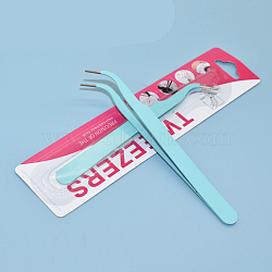 Stainless Steel Tweezers, Bend Head, Pale Turquoise, 11.6x1cm(SCRA-PW0004-237A-02)
