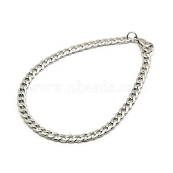 Tarnish Resistant 304 Stainless Steel Curb Chain/Twisted Chain Bracelet Making, with Lobster Claw Clasps, Stainless Steel Color, 8-1/4 inch(210mm), 5mm(STAS-A028-N121P)