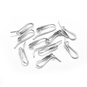 Brass Earrings Hook Findings, with Horizontal Loop, Platinum, 24x7x4mm, Hole: 1.6mm, 20 Gauge, Pin: 0.8mm