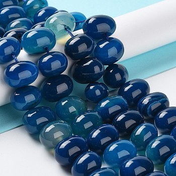 Natural Agate Beads Strands, Dyed & Heated, Egg, Marine Blue, 15~17x11~12mm, Hole: 1.6mm, about 14~15pcs/strand, 6.69~6.89 inch(17~17.5cm)