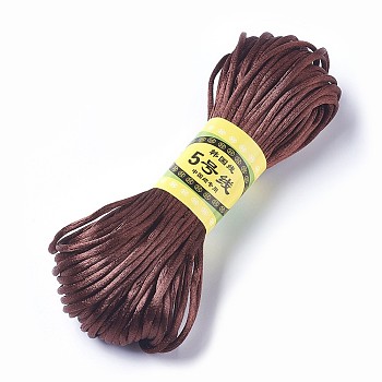 Korean Polyester Cord, Chinese Knotting Cord, Rattail Satin Cord, Saddle Brown, 2.5mm, about 21.87 yards(20m)/bundle