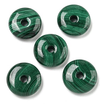 Natural Malachite Donut/Pi Disc Charms, 15x5mm, Hole: 3mm