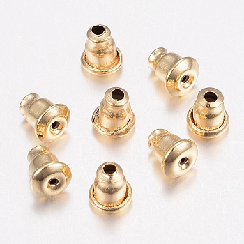 304 Stainless Steel Ear Nuts, Earring Backs, Golden, 5.5x5mm, Hole: 0.8mm