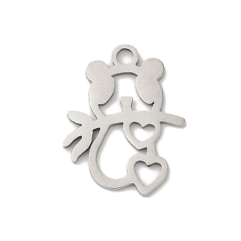 201 Stainless Steel Pendants, Cat Shape Charms, Stainless Steel Color, 17x13.5x1mm, Hole: 1.4mm