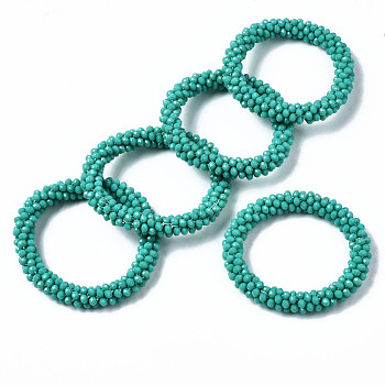 Faceted Opaque Glass Beads Stretch Bracelets, Torsade Bracelets, Random Color Rope, Rondelle, Medium Turquoise, Inner Diameter: 2 inch(5cm)
