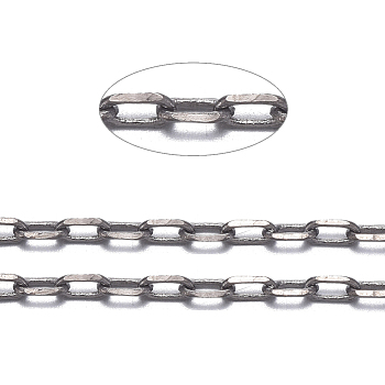 Brass Cable Chains, Diamond Cut Chains, Unwelded, Faceted, with Spool, Oval, Cadmium Free & Lead Free, Gunmetal, 3x1.5x0.45mm, about 301.83 Feet(92m)/roll