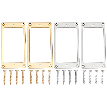 2Sets 2 Colors Alloy Humbucker Cover Guitar Pickup Frame Mounting Ring, Musical Instrument Accessories, Rectangle, Mixed Color, 92x46x2mm, Hole: 3.5mm, 1set/color