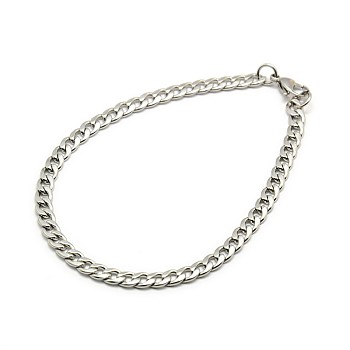 304 Stainless Steel Curb Chain/Twisted Chain Bracelet Making, with Lobster Claw Clasps, Stainless Steel Color, 8-1/4 inch(210mm), 5mm
