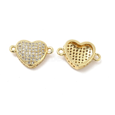 Real 18K Gold Plated Clear Heart Brass+Cubic Zirconia Links