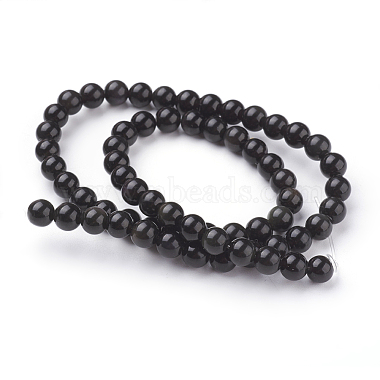 Natural Obsidian Beads Strands(G-G099-6mm-24)-2