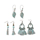 3 Pairs 3 Style Flat Round & Leaf Alloy Enamel Dangle Earrings with Synthetic Turquoise(EJEW-P200-06AB)-1