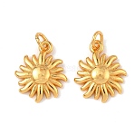 Brass Pendants, Sun Charms, Long-Lasting Plated, Lead Free & Cadmium Free, with Jump Ring, Real 24K Gold Plated, 13.5x11x3mm, Hole: 2mm(KK-K364-24B-G)