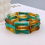 Acrylic Bamboo Joint Beaded Bracelets for Women, Light Sea Green, Inner Diameter: 2-1/4 inch(5.8cm)(FS-WG26A21-27)