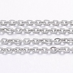 Tarnish Resistant 304 Stainless Steel Cable Chains, with Spool, Flat Oval, for Jewelry Making, Soldered, Stainless Steel Color, 2x1.5x0.4mm, about 65.61 Feet(20m)/roll(CHS-H017-01P-20M)