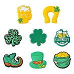 16Pcs 8 Styles Saint Patrick's Day Themed Silicone Beads Sets, Mixed Shapes, Mixed Color, 24~30.5x23.5~31.5x7~8.5mm, Hole: 3mm, 2pcs/style(SIL-CJ0003-02)