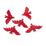 Halloween Alloy Enamel Pendants, Bat, Red, 22.5x41.5x3mm, Hole: 1.7mm(FIND-G024-03A)