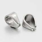 Tarnish Resistant 304 Stainless Steel Snap on Bails, for Pendants, Stainless Steel Color, 11x7mm, Pin: 1mm(STAS-N060-06)