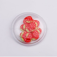 PVC Plastic with Resin Cabochons, DIY for Bobby pin Accessories, Flat Round with Fruit, Orange Red, 26.5x3.5mm(KY-CJC0004-04B)
