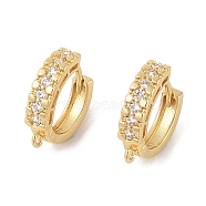 Brass with Cubic Zirconia Hoop Earrings Finding, Lead Free & Cadmium Free, Real 18K Gold Plated, Real 18K Gold Plated, 16x15.5x4mm, Hole: 1.2mm(KK-Q822-02G)