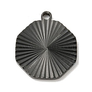 Ion Plating(IP) 304 Stainless Steel Pendants, Octagon Charm, Black, 20x17.5x1.9mm, Hole: 1.6mm(STAS-D025-08B)