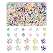 PandaHall Jewelry 550Pcs 11 Colors Spray Paint ABS Plastic Imitation Pearl Beads, Flower, Mixed Color, 10~14x11~15x4~8.5mm, Hole: 1.4~1.5mm, 50pcs/style(MACR-PJ0001-06)