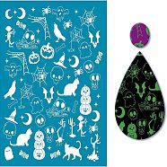 Silk Screen Printing Stencil, for Painting on Wood, DIY Decoration T-Shirt Fabric, Halloween Themed Pattern, 12.7x10cm(DIY-WH0341-018)
