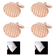 WADORN 2 Pairs Brass Cufflinks for Men, Oval, Rose Gold, 30x20x16mm(FIND-WR0011-06)