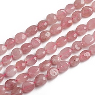 Natural Rose Quartz Beads Strands, Tumbled Stone, Nuggets, 10~15x7.5~11.5x7.5~12.5mm, Hole: 1mm, about 36pcs/Strand, 15.67 inch(39.8 cm)(G-D0002-D63)
