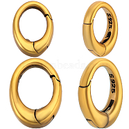 2Pcs 925 Sterling Silver Spring Gate Rings, Oval, Antique Golden, 9~12.5x6~9.5x2~3mm, about 1pc/Style, 2 styles(STER-BBC0006-41C)