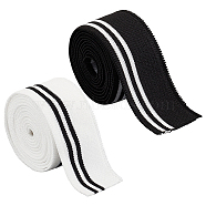 4Pcs 2 Colors 95% Elastic Fiber & 5% Spandex Stripe Pattern Polyester Ribbing Fabric for Cuffs, Waistbands Neckline Collar Trim, Edge Trimming, Mixed Color, 1100x30x1.5mm, 2pcs/color(OCOR-BC0006-50)