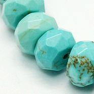 Natural Howlite Beads Strands, Dyed & Heated, Faceted, Rondelle, Turquoise, 8x5mm, Hole: 1mm, about 83pcs/strand, 15.55 inch(39.4cm)(TURQ-P027-53)
