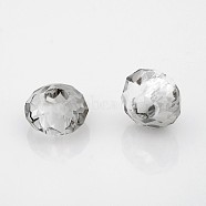 Faceted Glass Beads, Large Hole Rondelle Beads, Silver, 14x8mm, Hole: 6mm(GPDL-J028-28)