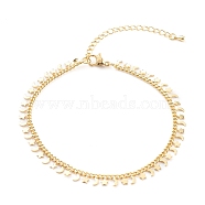 Brass Charm Anklets, with Curb Chains, Star & Moon, Golden, 8-7/8 inch(22.5cm)(AJEW-AN00425)