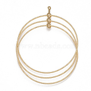 Brass Big Pendants, Ring, Nickel Free, Real 18K Gold Plated, 68x50~52x1mm, Hole: 1mm(KK-T038-148G)