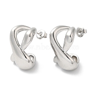 304 Stainless Steel Twist Infinity Stud Earrings, Stainless Steel Color, 23x15.5mm(EJEW-I286-03P)