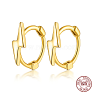 Lightning Bolt Shape 925 Sterling Silver Hoop Earrings for Women, Golden, 10x8mm(KQ4237-1)