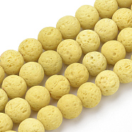 Synthetic Lava Rock Beads Strands, Dyed, Round, Champagne Yellow, 10mm, Hole: 1mm, about 41pcs/strand, 15.75 inch(40cm)(X-G-S277-10mm-18)