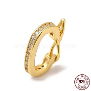 Rack Plating 925 Sterling Silver Twister Clasps, with Clear Cubic Zirconia, Oval, with 925 Stamp, Real 18K Gold Plated, 12x9x2mm, Inner Diameter: 6x8.5mm(STER-E056-026G-A)