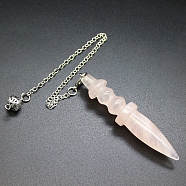 Natural Rose Quartz Dowsing Pendulum Big Pendants, Cone Charm, Reiki Wicca Witchcraft Balancing Pointed Pendant Pendulum, 885mm(PW-WG71136-04)