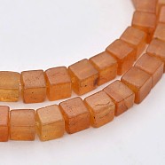 Cube Natural Red Aventurine Beads Strands, Dyed, 4x4x4mm, Hole: 1mm, about 94pcs/strand, 15.7 inch(G-N0154-26)