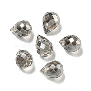 Electroplate Glass Beads, Faceted, Full Rainbow Plated, Teardrop, Gray, 9.5x8mm, Hole: 1.2mm(EGLA-A041-02-FR06)