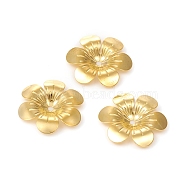 6-Petal Brass Bead Caps, Long-Lasting Plated, Flower, Golden, 26.5x3.5mm, Hole: 2mm(KK-I669-06G)