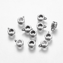 Tibetan Style Alloy Tube Bails, Loop Bails, Column Bail Beads, Cadmium Free & Lead Free, Antique Silver, 9.5x7x4mm, Hole: 2mm(TIBE-1181-AS-LF)