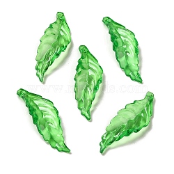 Transparent Acrylic Pendant, Leaf, Lawn Green, 41x15x2.5mm, Hole: 2mm, 595pcs/500g(OACR-E039-69G)