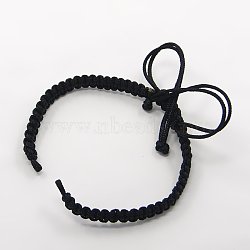 Braided Nylon Cord for DIY Bracelet Making, Black, 145~155x5x2mm, Hole: 2~4mm(AJEW-M001-24)