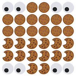 40Pcs 3 Styles Chocolate Cookies Polyester Embroidered Cloth Patch, Computerized Embroidery Cloth Iron on/Sew on Patches, Costume Accessories, Appliques, Mixed Shapes, 52x50x1mm(PATC-OC0001-05)