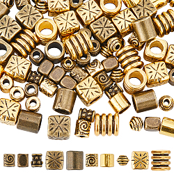 100Pcs 10 Styles Tibetan Style Alloy Spacer Beads, Column & Rondelle & Barrel, Mixed Shapes, Mixed Color, 5~9x5~9x6.5~9mm, Hole: 2.5~6mm, 10pcs/style(TIBEB-SC0001-28)