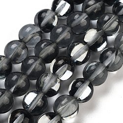 Transparent Glass Beads, Round, Glow in the Dark Beads, Black, 8mm, Hole: 1mm, about 45pcs/strand, 13.98''(35.5cm)(X-GLAA-B022-8mm-16)